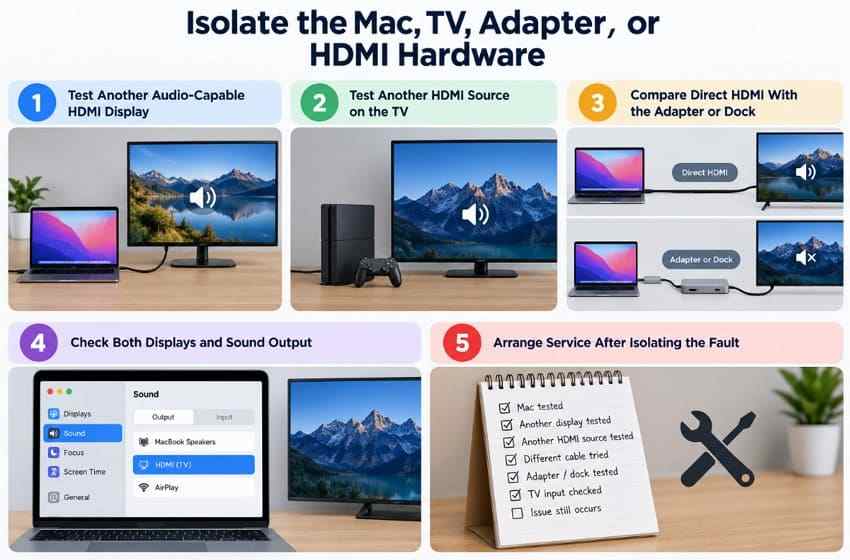 isolate mac tv adapter or hdmi hardware