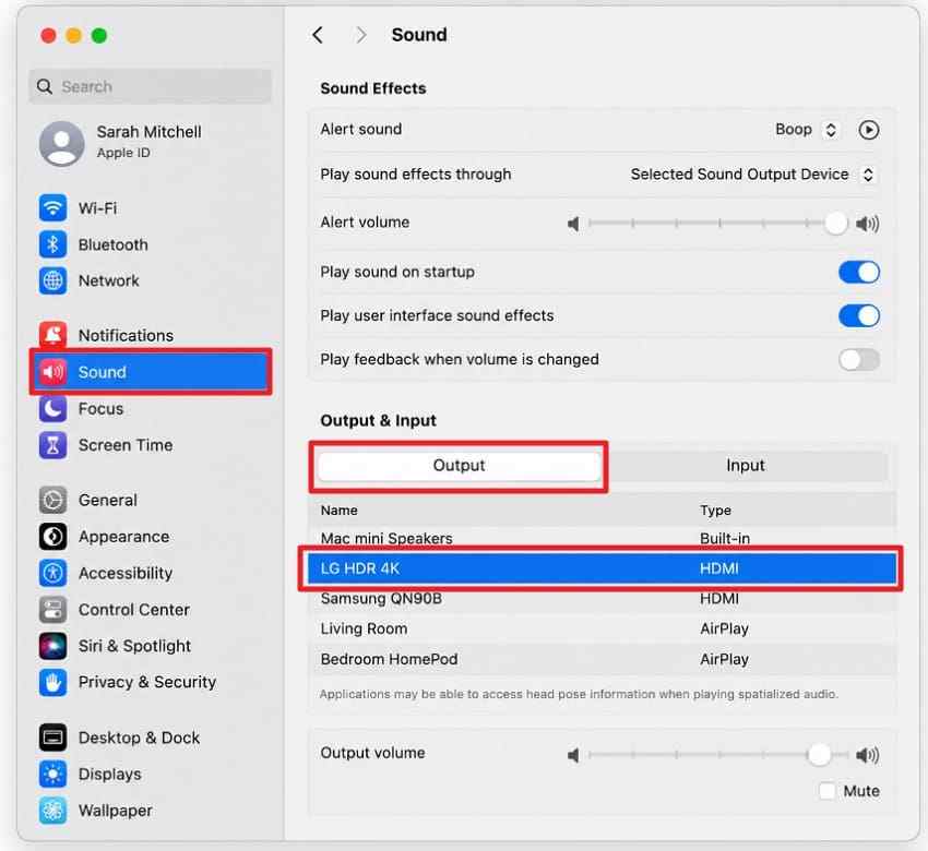 select tv as mac sound output