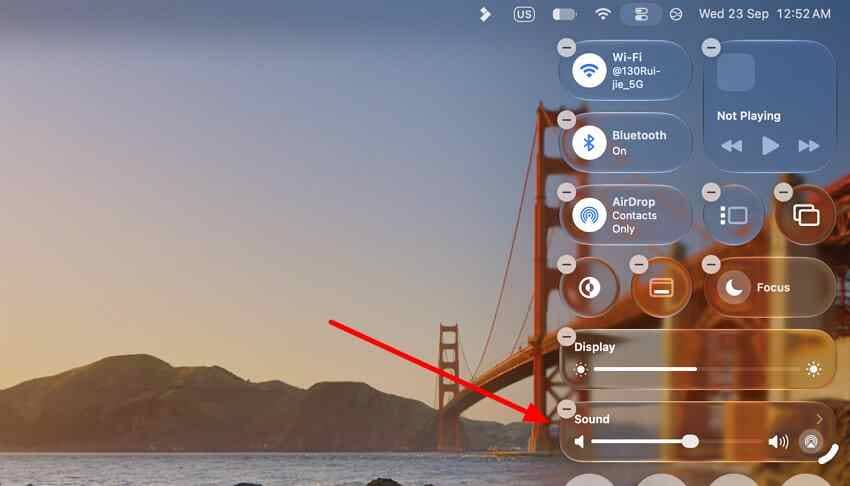 change mac sound output in control center