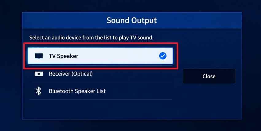 select tv speakers for hdmi sound