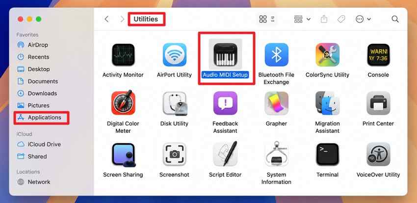 open audio midi setup on mac