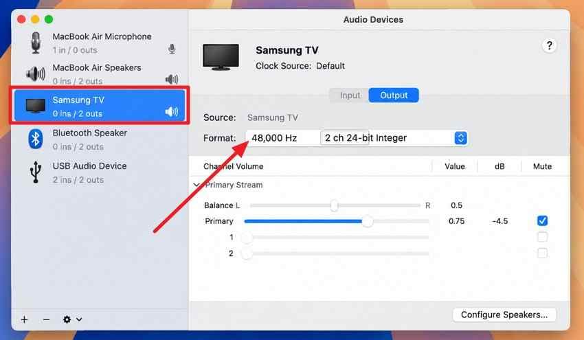 change hdmi tv audio format on mac