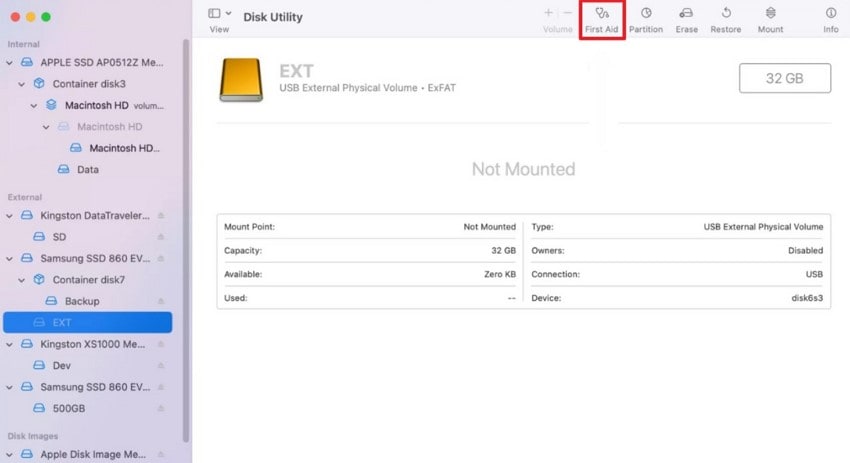 open disk utility to proceed