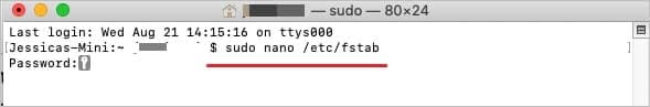 execute the command to enable ntfs on the mac