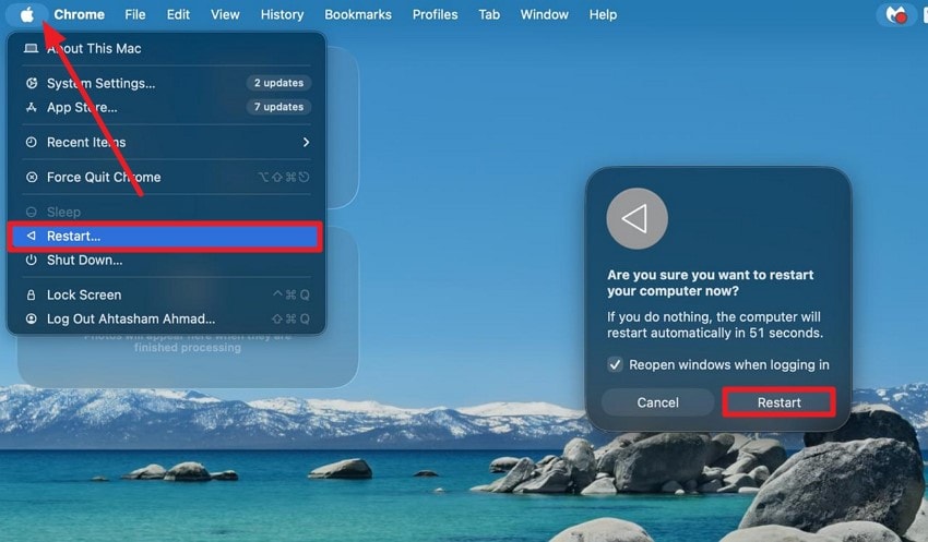 restart your mac device