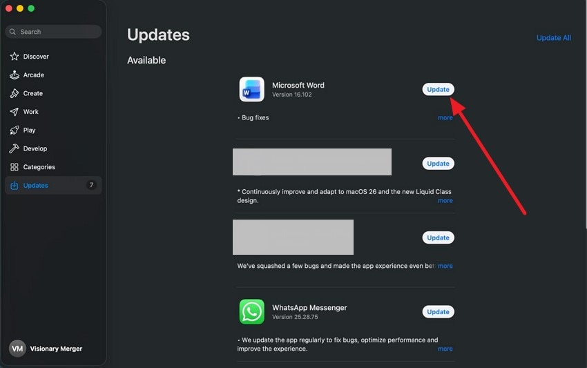 update applications on mac device