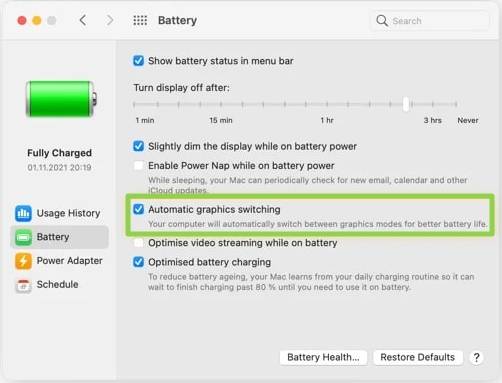 fix mac overheating by adjusting battery settings