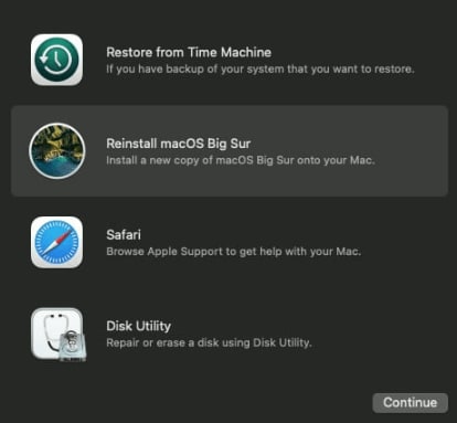 m1 mac recovery mode menu