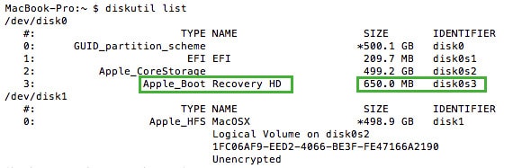 recovery hd in terminal