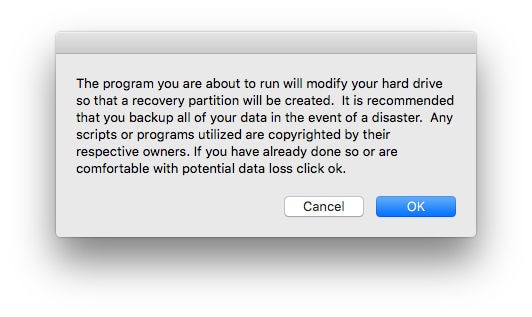 set up the recovery partition creator