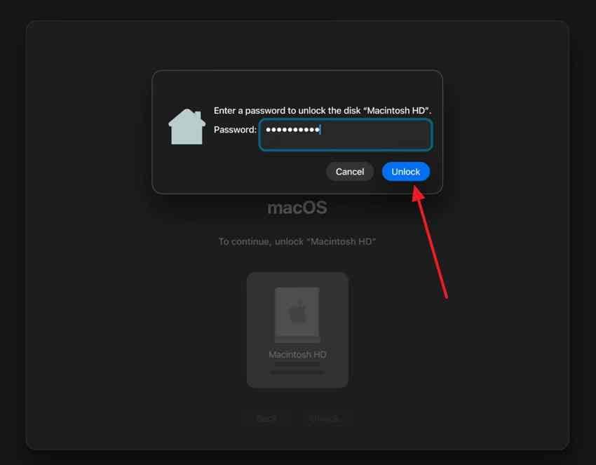 unlock encrypted mac startup volume during recovery