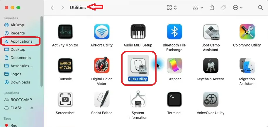 open disk utility application on mac