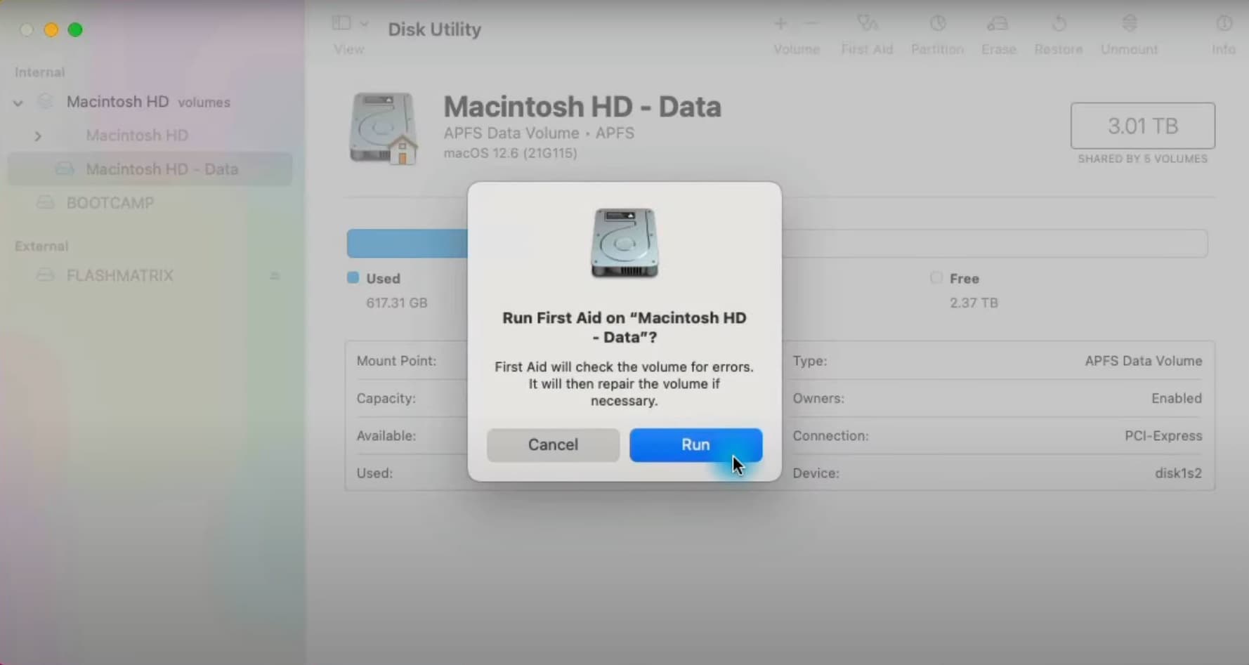 retrouver les fichiers d'un macbook ssd avec first aid