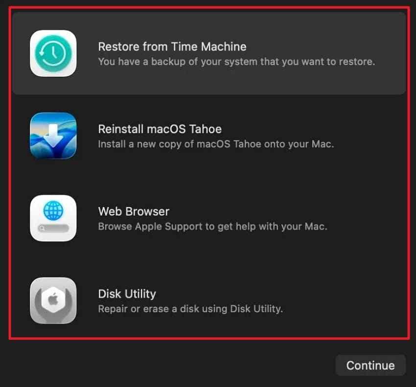 macos recovery options for loading screen fix