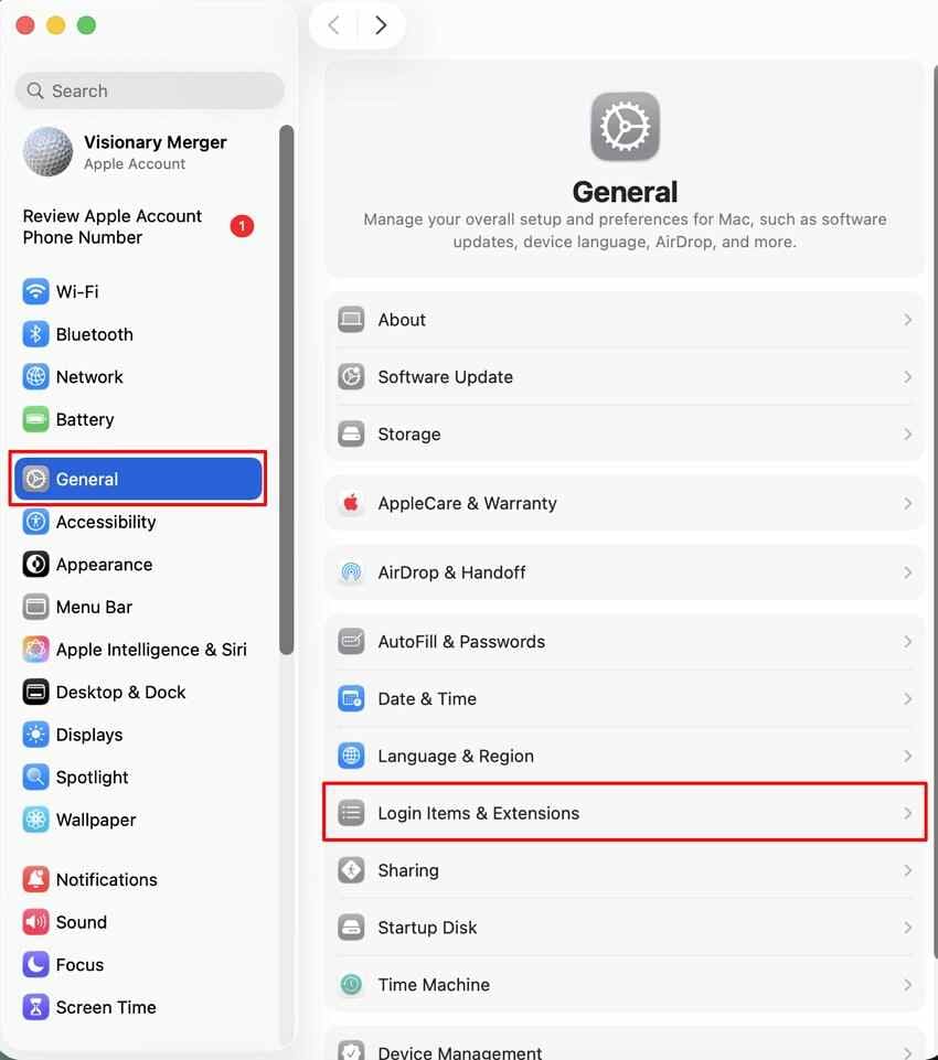 open mac login items settings