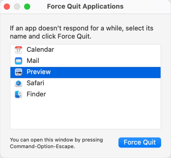 force-quit an app on a mac