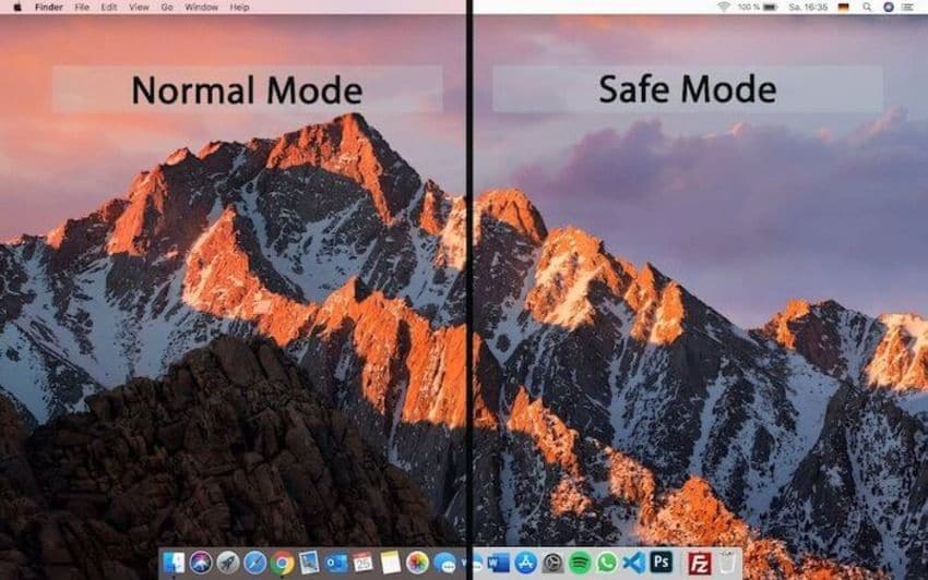 normaler vs. sicherer start auf einem mac