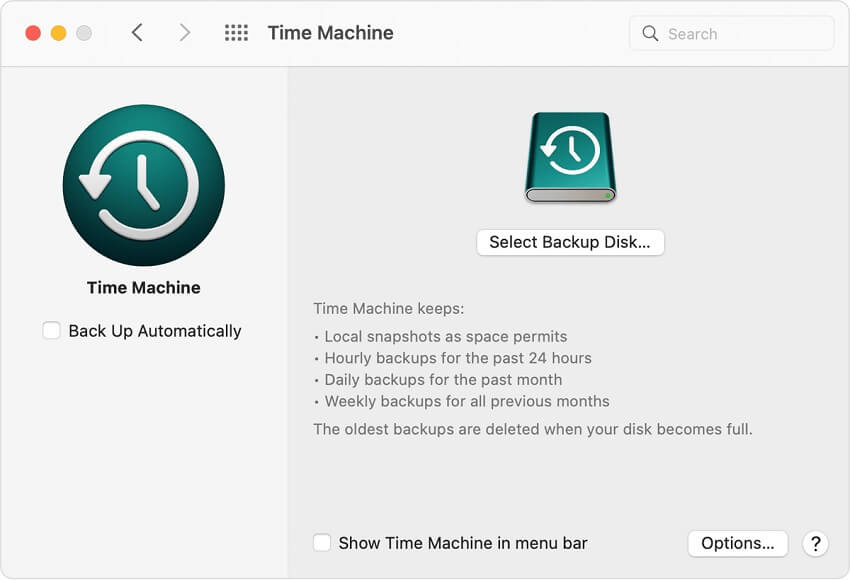 acesse o time machine do mac