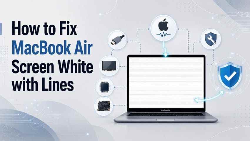 MacBook Air White Screen With Lines? Safe Fixes Without Data Loss