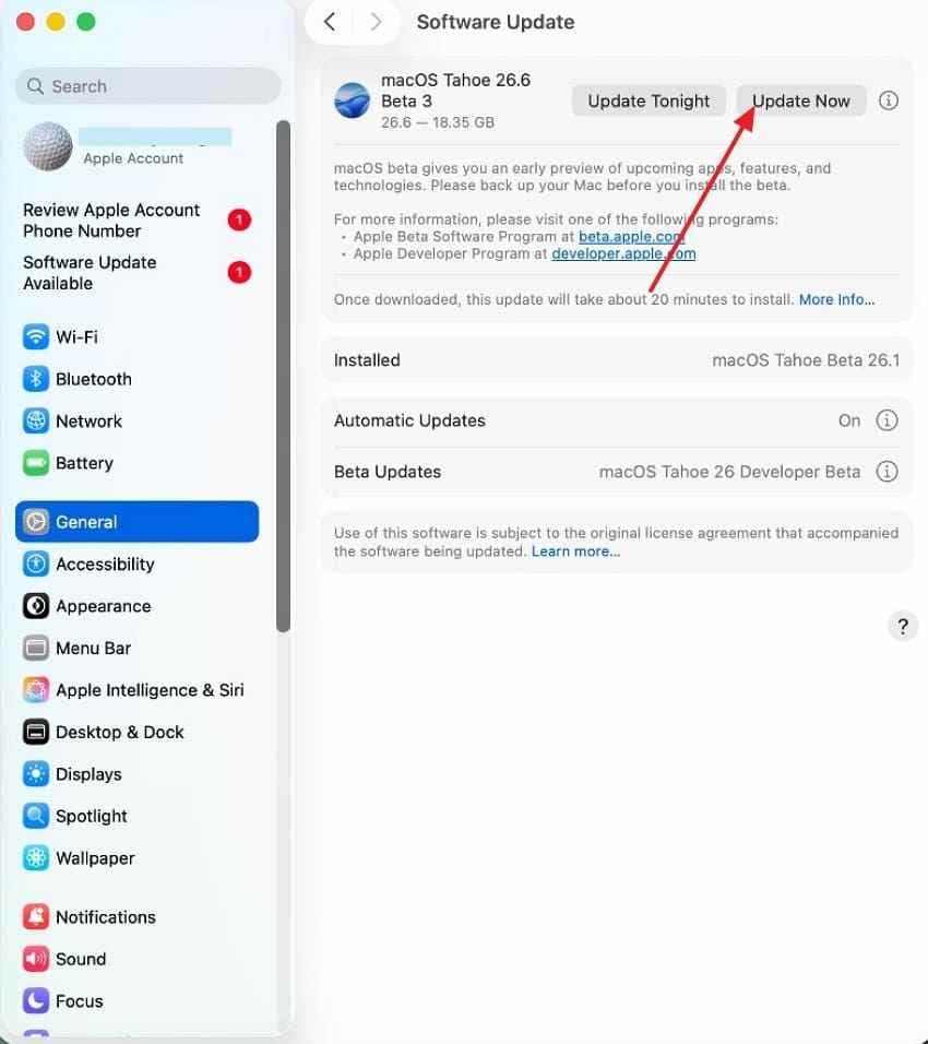 install pending macos update