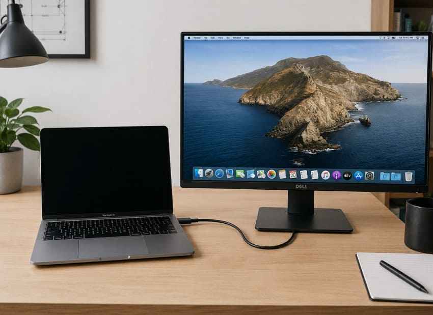 testing a macbook crash screen with an external monitor