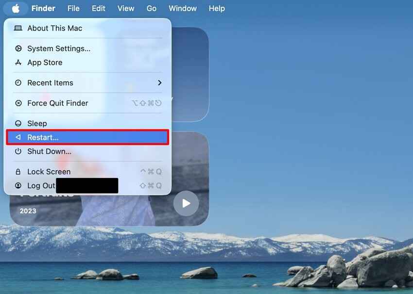 restart command in the apple menu on macbook