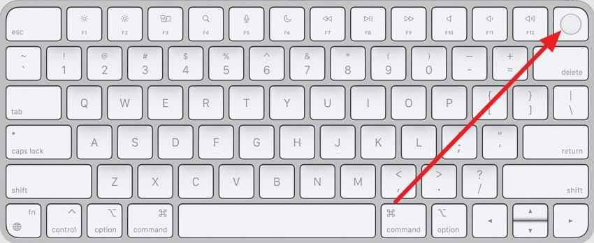 power button used to force shut down an unresponsive macbook