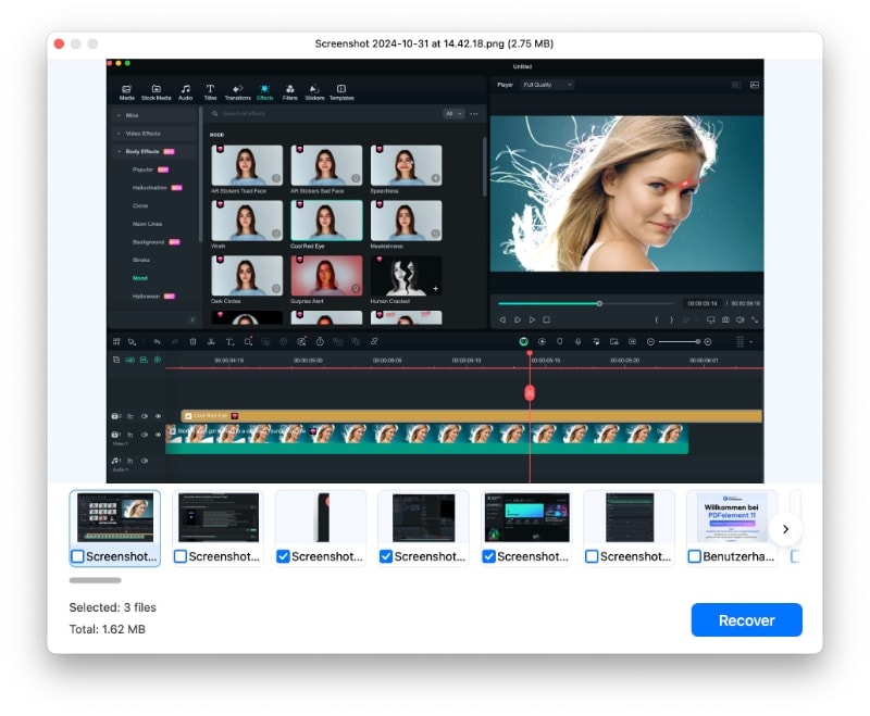 preview and confirm recovery of data