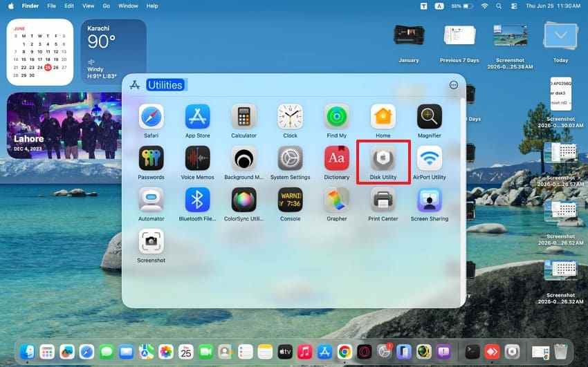 launch disk utility mac