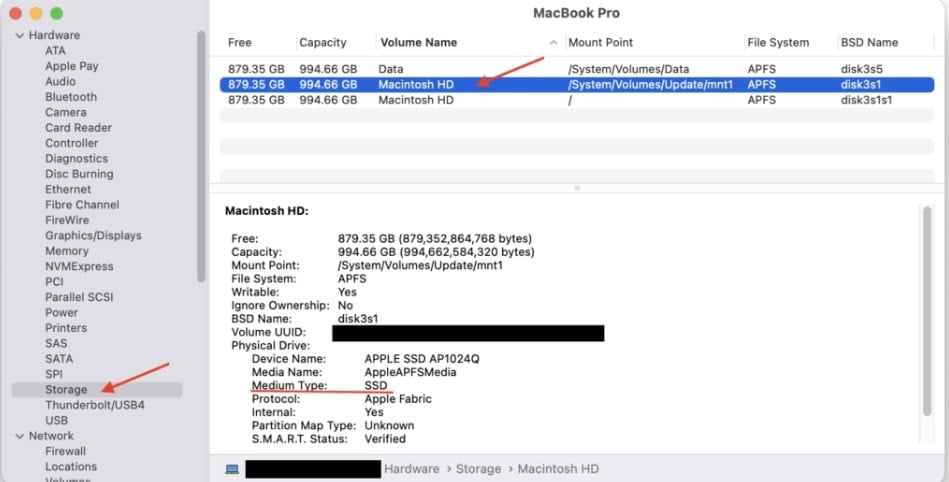 macbook pro macintosh hd information