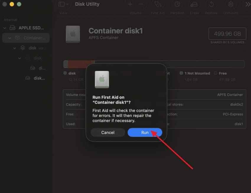 run disk first aid