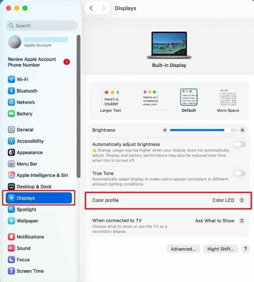 reset mac color profile