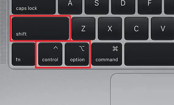 use shift control option keys 