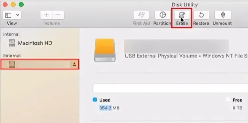 Löschen einer USB in einem Festplattendienstprogramm