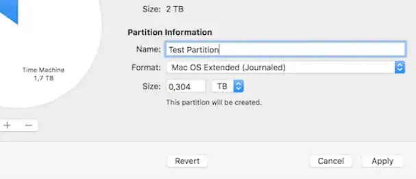 formattare la partizione come mac os extended journaled