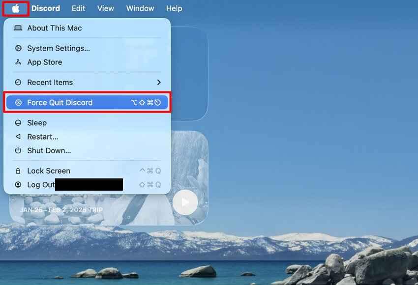apple menu force quit option