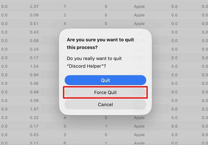 activity monitor force quit process
