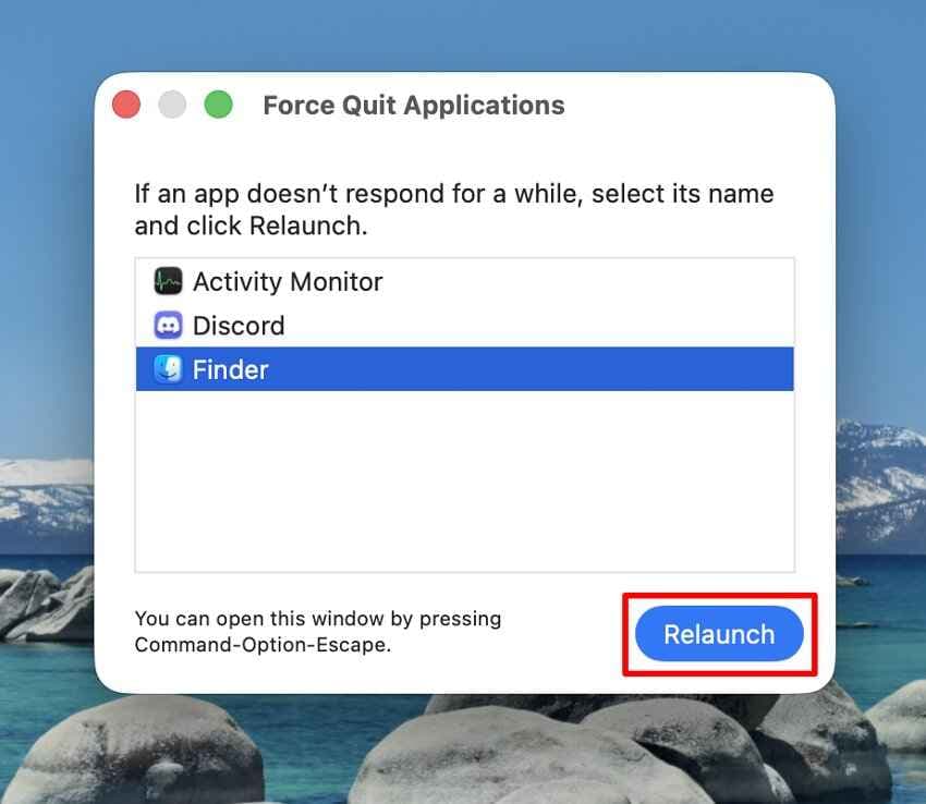 relaunch finder from force quit