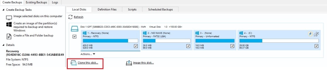choose clone this disk with macrium reflect