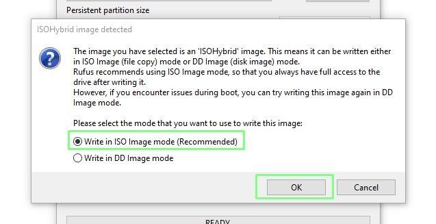 write in iso image mode