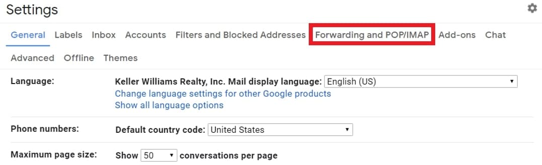 forwarding and pop/imap option