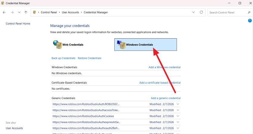 verify windows credentials
