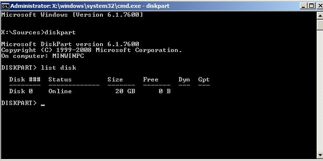 open diskpart (command line tool)
