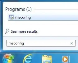 open the msconfig in windows