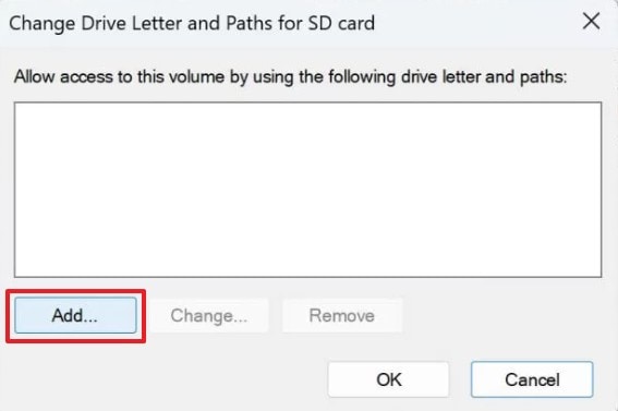 choose add to change drive letter