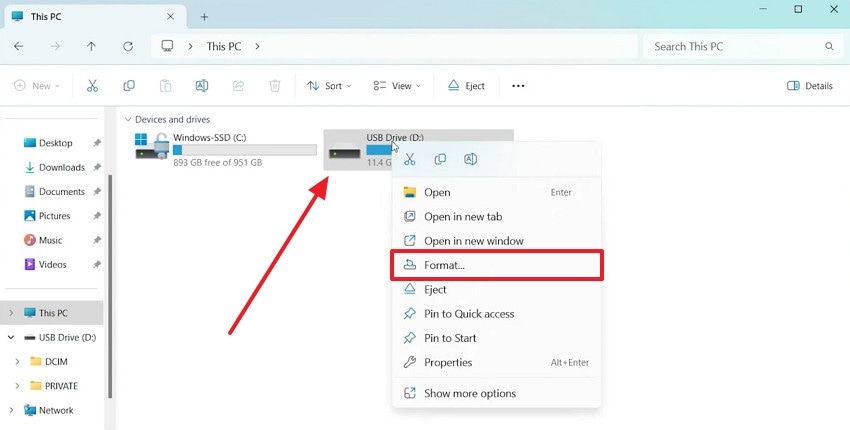 choose format on your sd card