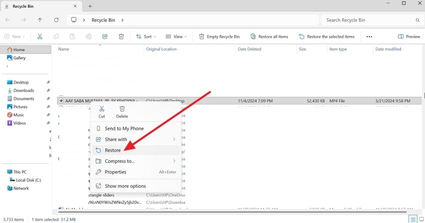 recover video with recycle bin