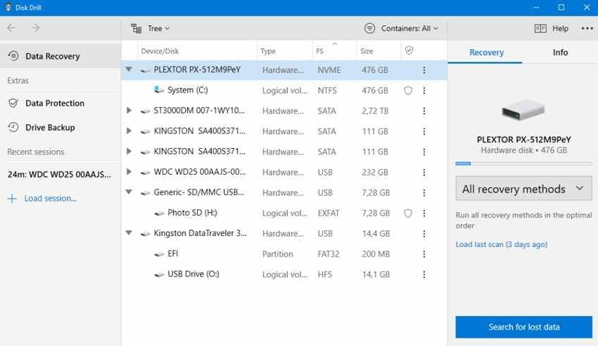 disk drill recovery scan