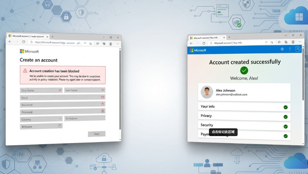 fix microsoft account creation issue