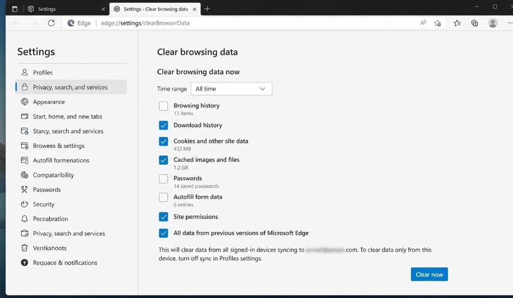 clear browser cache